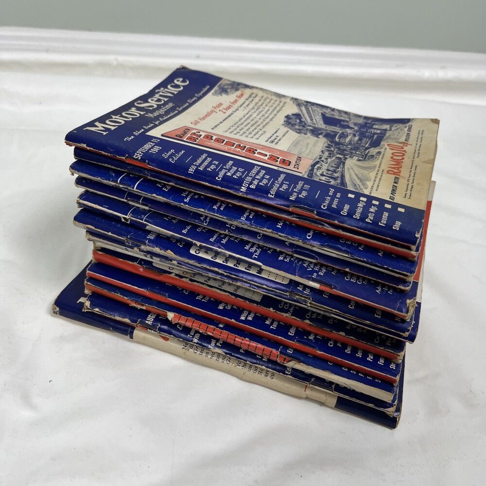 Lot 14 VTG Motor Service Magazine 1943-1953 WWII Automotive Repair Shop Tool Ads